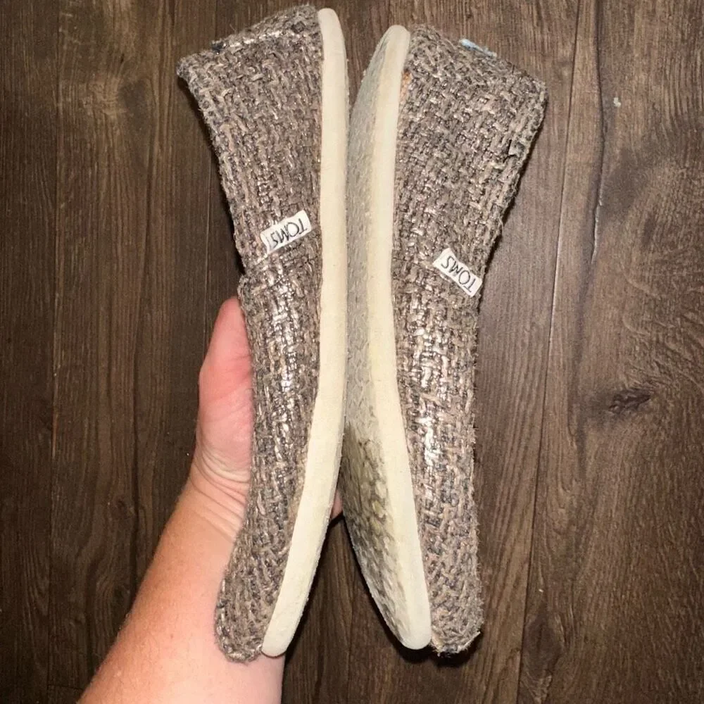 Toms metallic silver & bronze slip on 9.5 basic shoes